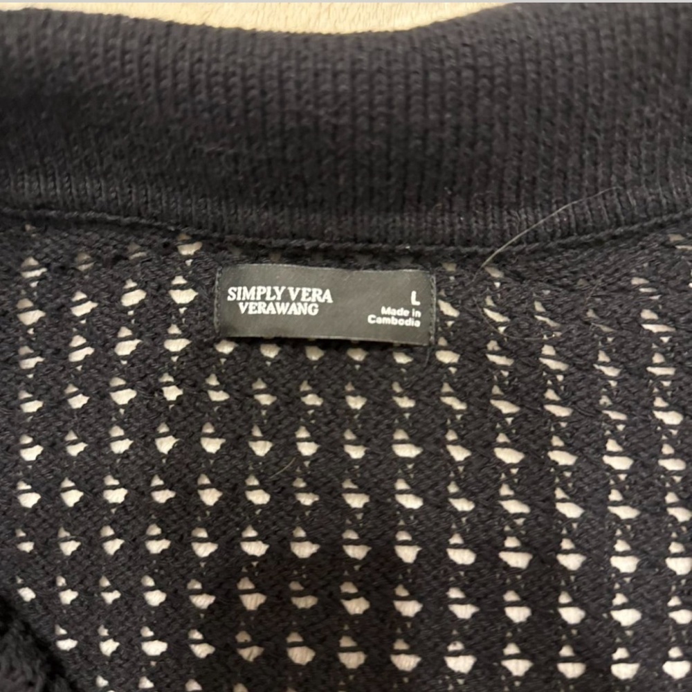 Simply Vera Vera Wang Black Textured Knit Top - Picture 2 of 3